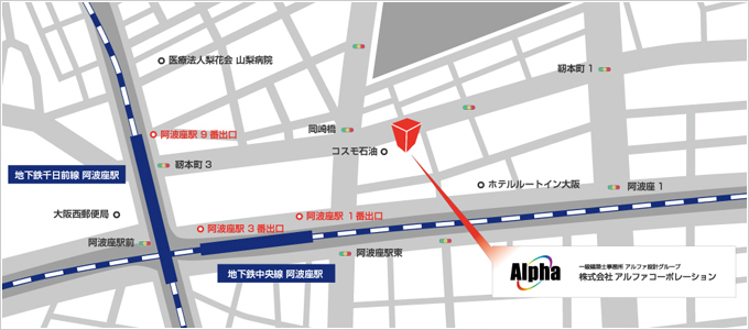 大阪支社所在地地図